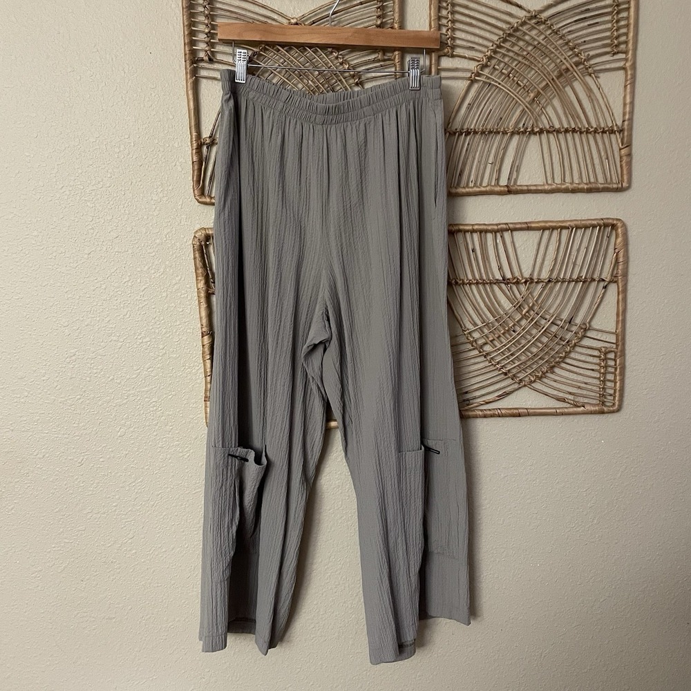 Moonlight Y&S Fashion Pants Textured Pockets Gray Artsy Lagenlook Size XL B29